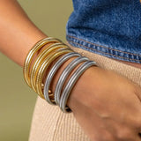 Fashion 18K Gold Plated Stainless Steel Elastic Bracelet Jewellery.