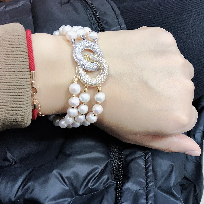 Wedding Freshwater Pearl Bracelet for Women,Real Natural Pearl Bracelets Best Gift Birthday Top Quality