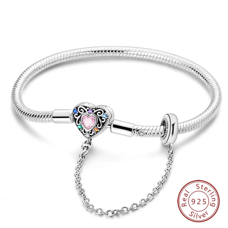 Bracelet Silver 925 Original Star Moon Sun Four Leaf Clover Green Zircon Bracelets Jewellery.