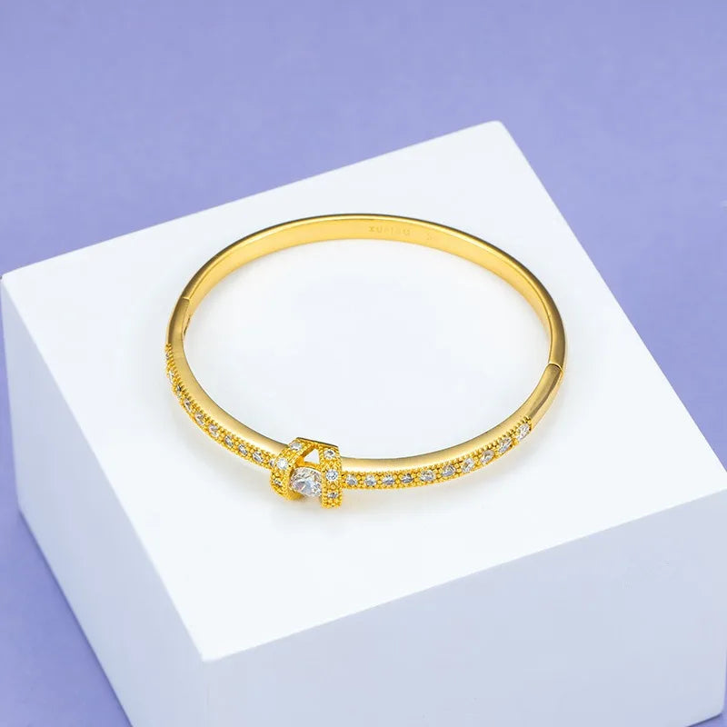 AU999 Gold Bracelet Diamond Clasp Bracelet AU750 Women's Simple Light Bracelet 24K Real Gold Bracelet Jewellery.