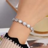 Luxury Geometric Water Drop Zirconia Bracelets for Elegant Women Full Crystal Charm Bracelet Jewellery.