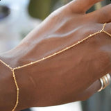 Hand Chain Bracelet Ring Gold Plated Handmade Link Chains Connecting Harness Bracelets Hand Jewelry.