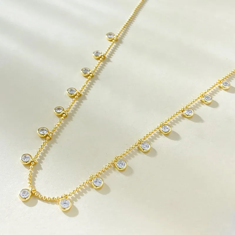 Charm Moissanite Diamond Necklace 100% Real 925 Sterling Silver Jewellery.