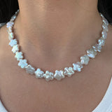 Colorful Natural Freshwater Plum Blossom Baroque Flower Pearl Necklace S925 Pure Silver Buckle Tail Chain.