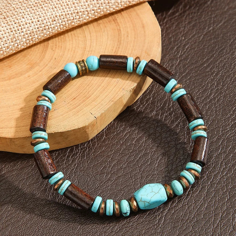 Imitation Natural  Blue Stone Bead Bracelet Fashion Men Summer Jewellery.