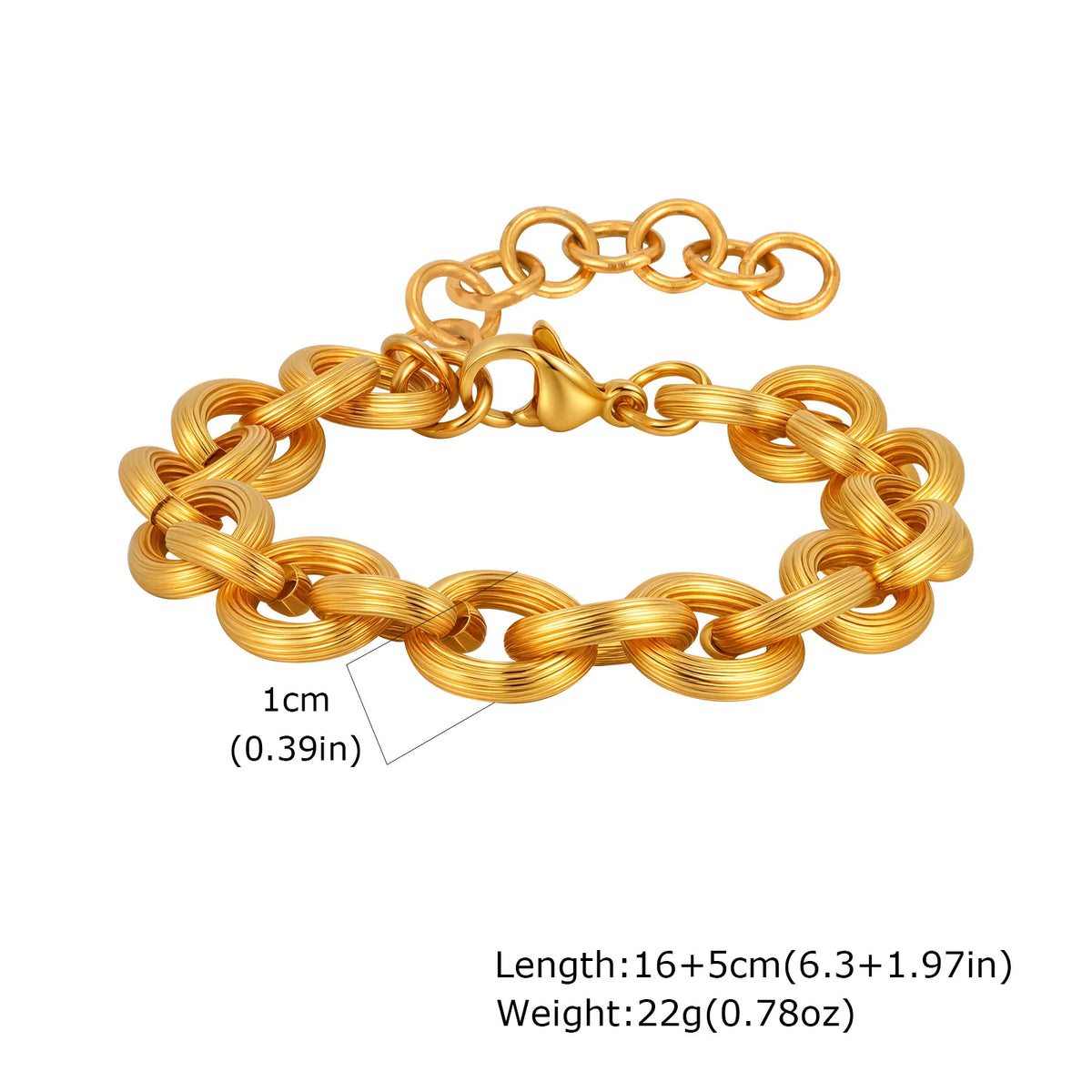 Chunky Bold Bracelets, Stainless Steel, Bracelet Gold Plated Tarnish Free.