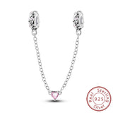 Safety Chain Fit Original 925 Sterling Silver Beads Moon Star Butterfly Heart shaped Jewellery Gift.