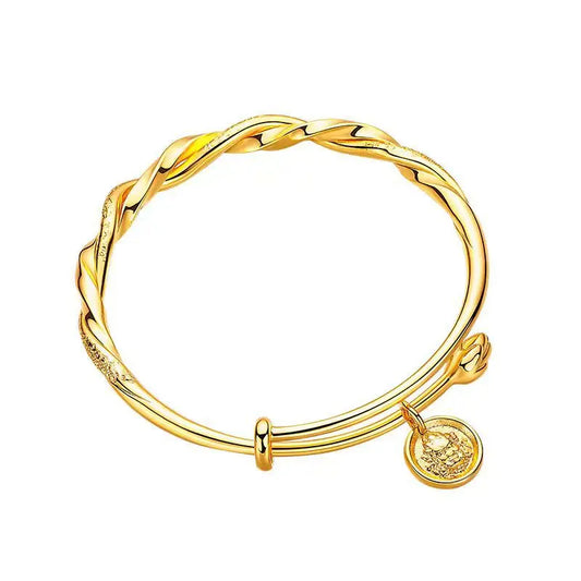 24K Gold (AU999) Gradient Yellow Bracelet Gradient matte twist.