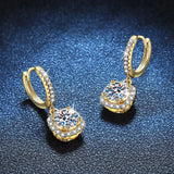 Luxury 100% Real 18k Gold  Women's Classic Square Moissanite Earrings with Diamond Studs