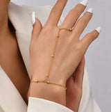 Hand Chain Bracelet Ring Gold Plated Handmade Link Chains Connecting Harness Bracelets Hand Jewelry.