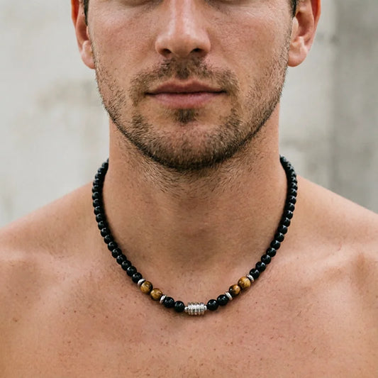 18 Inches Men Necklace 3 Color Options 6mm Obsidian Tiger Eyes Stone Neck Accessory Perfect Gift Jewellery.