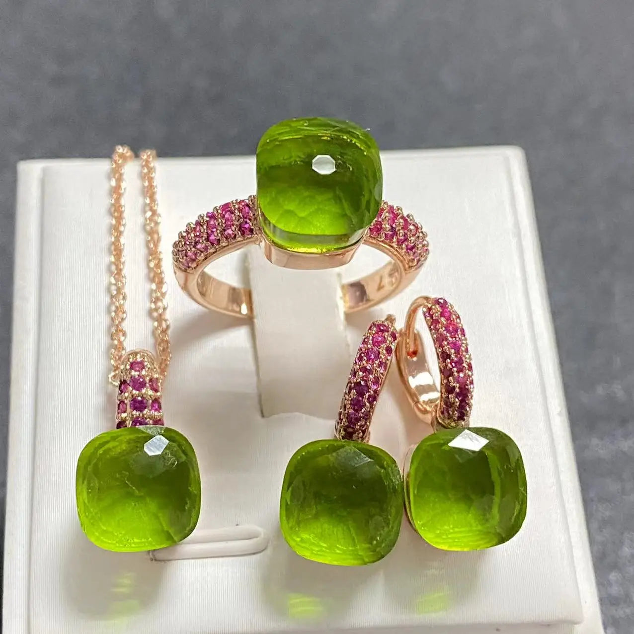3Pcs Rose Gold Plated Jewelry set with Inlay Purple Zircon Crystal