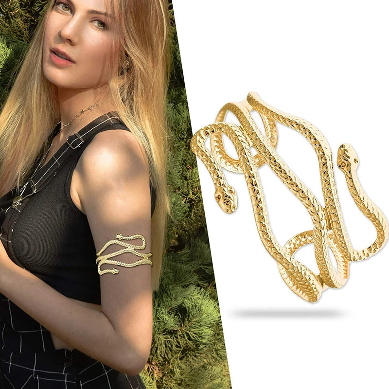 Open Snake Upper Arm Bangle Bracelet Adjustable Arm Cuff Bangle Bracelets.