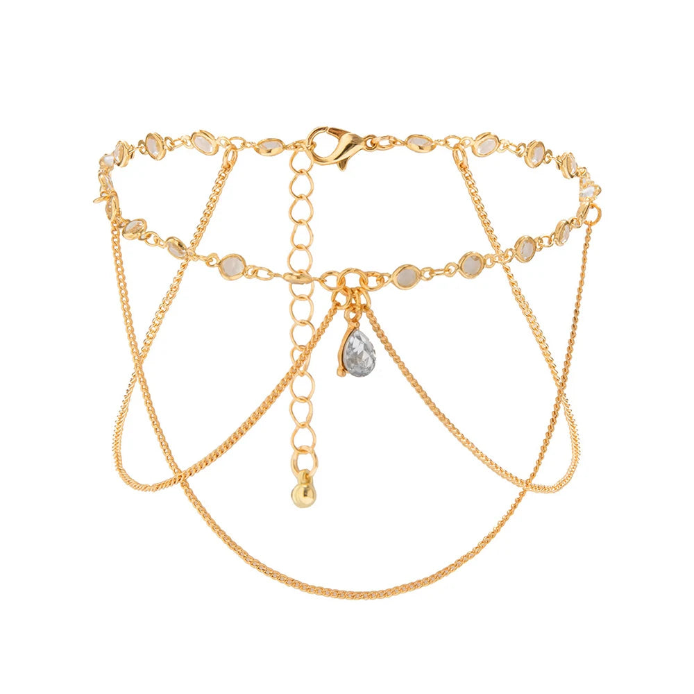 Arm Bracelet Adjustable Crystal Chain Arm Bangle Beach Fashion Pulseiras Bijoux Lover Bracelet Hip Hop Bangles For Women B070