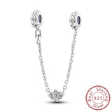 Safety Chain Fit Original 925 Sterling Silver Beads Moon Star Butterfly Heart shaped Jewellery Gift.