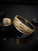 Bangle Set For Women Cubic Zircon Bangle Ring Wide Bracelet Jewellery.