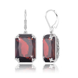 925 Sterling Sliver Earrings Vintage Ruby Gemstone  Lever Back Drop Earring Handmade Jewellery Designers.
