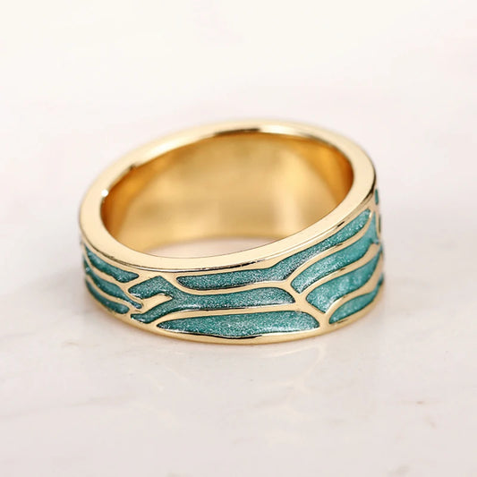 Novel Irregular Pattern Design Rings Fashion Stylish Chic Green Finger Rings Graceful