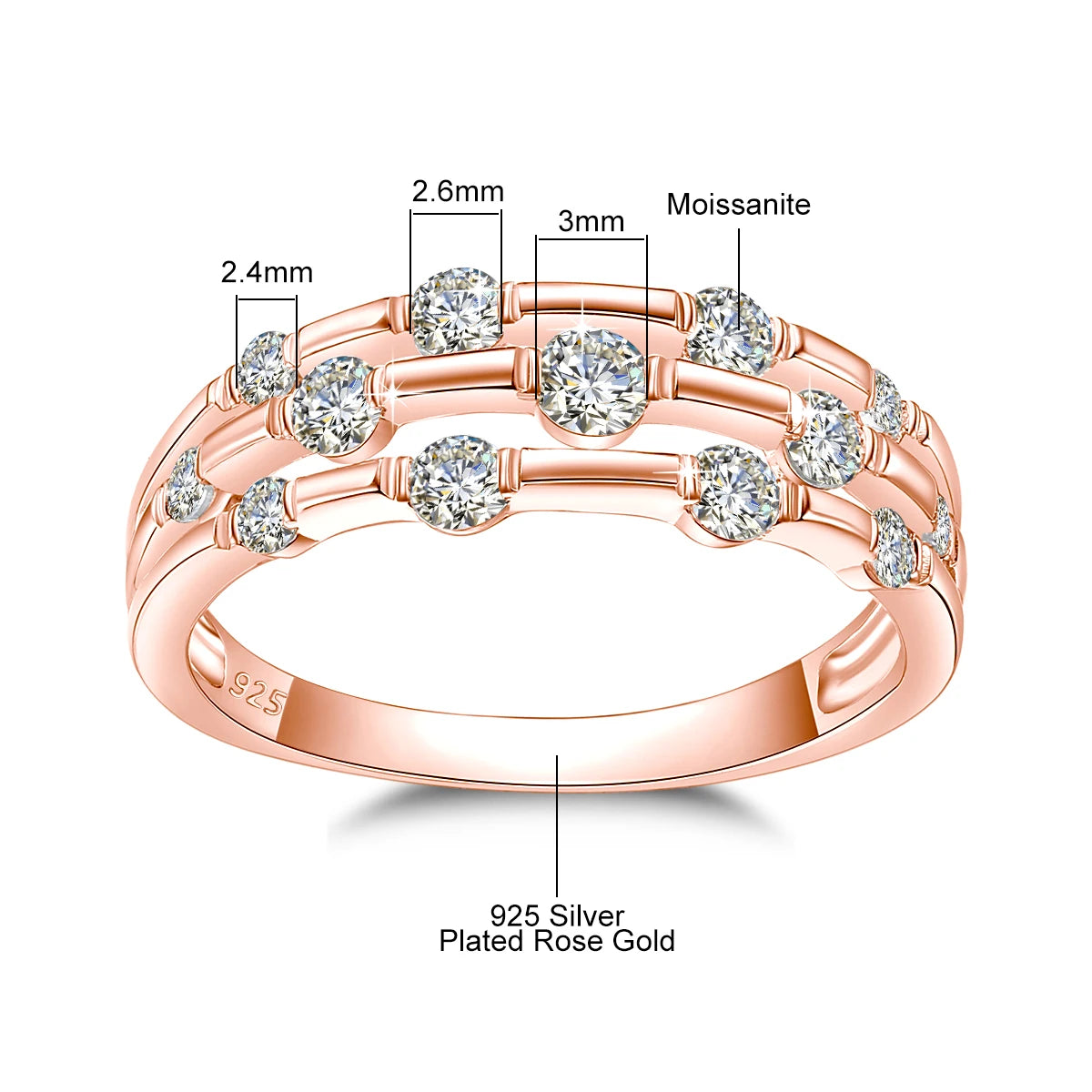 Szjinao Brand Trendy  Moissanite Ring Eternity Wedding Band Solid 925 Silver Rings For Women Jewelry Engagement Gift Dropship