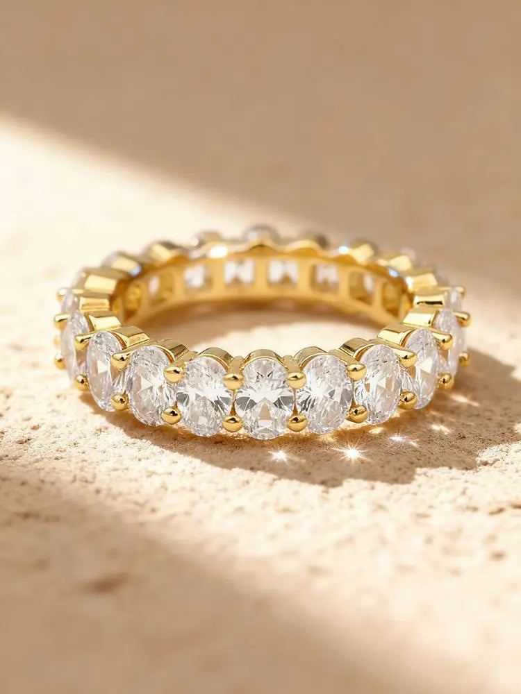 925 Sterling Silver Fashion Original Oval Zircon Ring  Luxury High Quality Fine Jewellery.