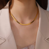 pretty Stainless Steel Necklace Gold Color Neck Jewelry