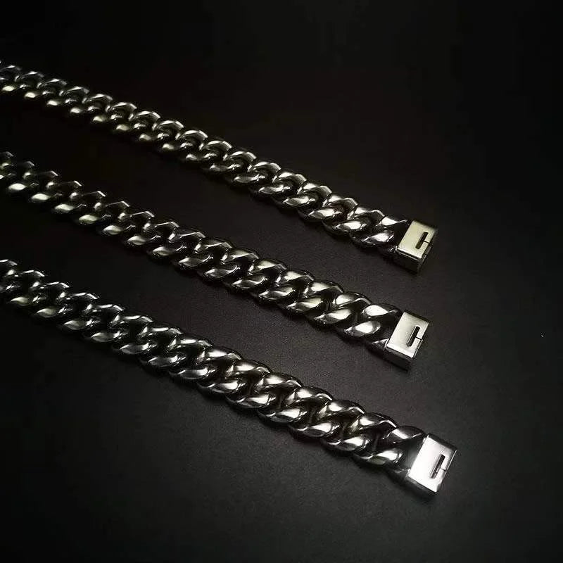 Ultra Thick 14mm Hip-Hop TA1 Pure Titanium Men's Bracelet Titanium Alloy Clasp Non-Allergic Titanium Bracelets and Necklaces