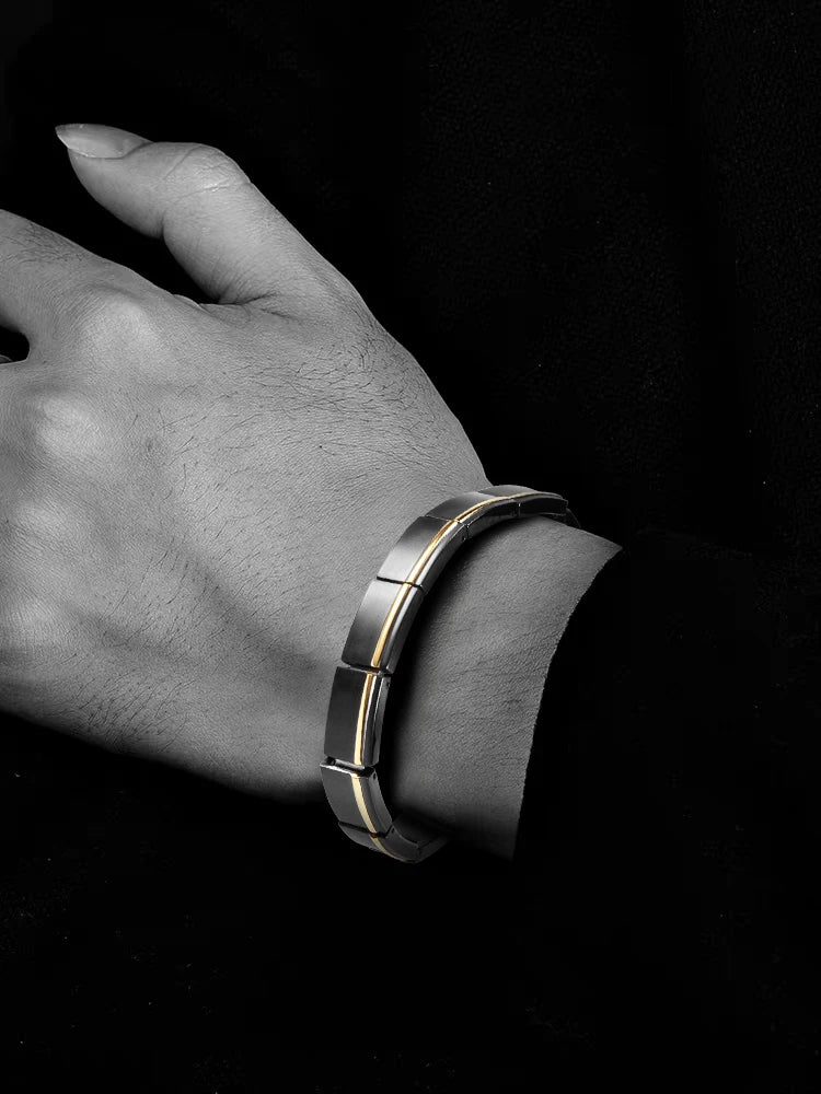 KULUZE Men's Jewelry Titanium Metal Stylish Link Bracelet/Solid titanium Adjustable Bracelets Designed for Men