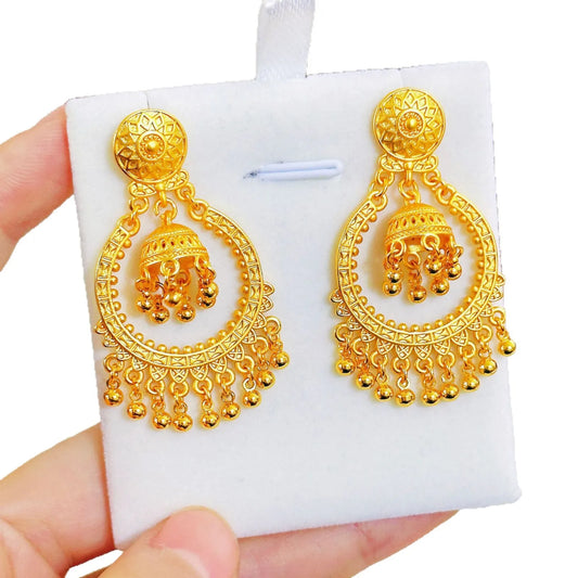 Birdcage Tassel Stud Earrings 24K Gold  Decent & Exquisite.