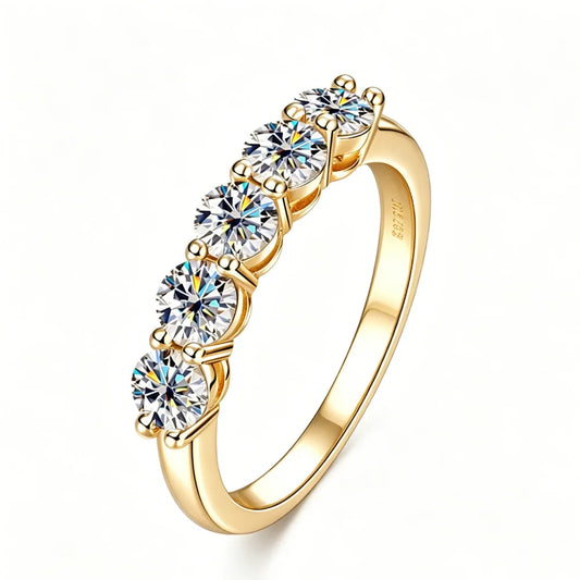 925 Sterling Silver Half Eternity Ring Round Cut D VVS1 Multi Color Moissanite Stackable Fine Jewellery.