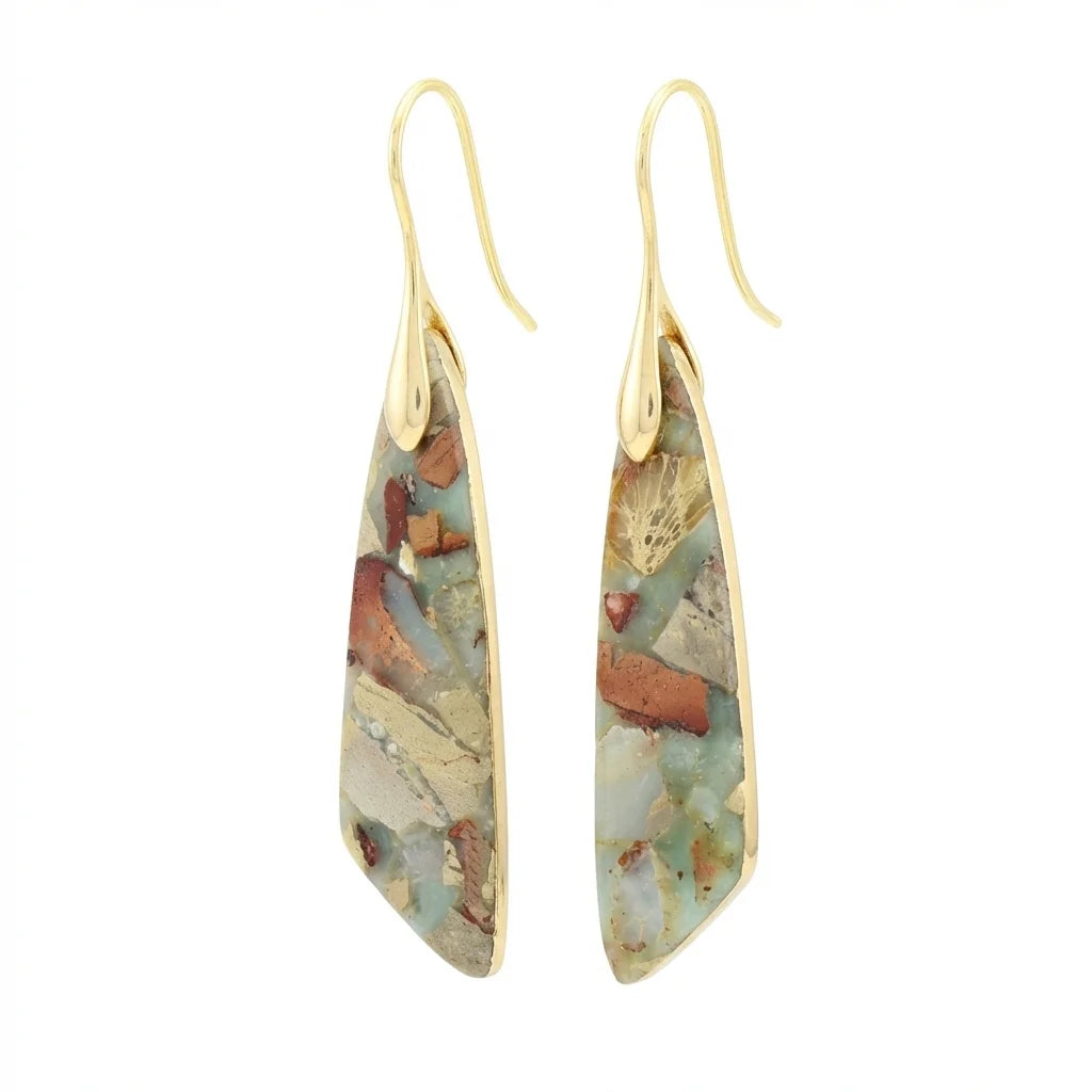 Natural Stone Earrings Bohemian, Emperor Stone Geometric Pendant Earring Luxury Jewellery.
