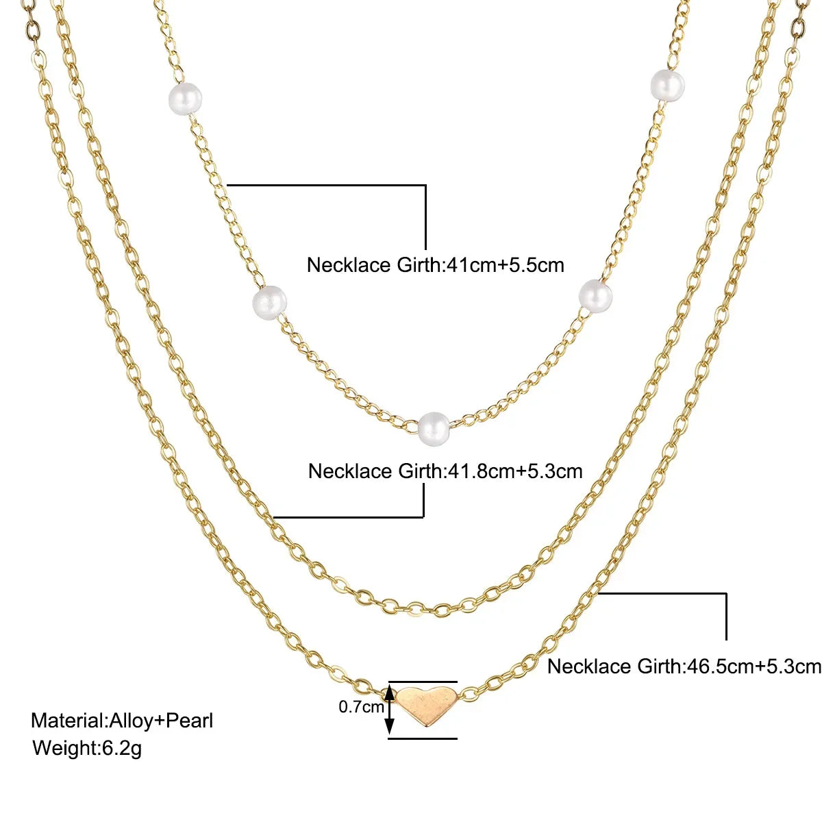 Multilayer Pearl Cross Love Heart Pendant Necklaces Collarbone Neck