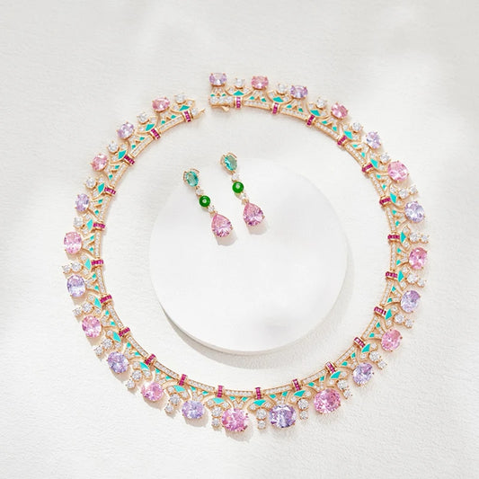 Pure 925 Sterling Silver Jewelry Jewelry Set High Quality Earrings Necklace.