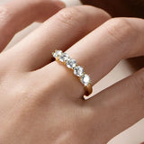 925 Sterling Silver Half Eternity Ring Round Cut D VVS1 Multi Color Moissanite Stackable Fine Jewellery.