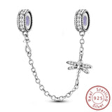 Safety Chain Fit Original 925 Sterling Silver Beads Moon Star Butterfly Heart shaped Jewellery Gift.