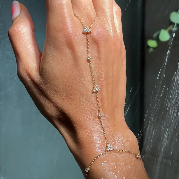 Rhinestone Flower Bracelet Geometric Crystal Metal Bracelet Jewelry