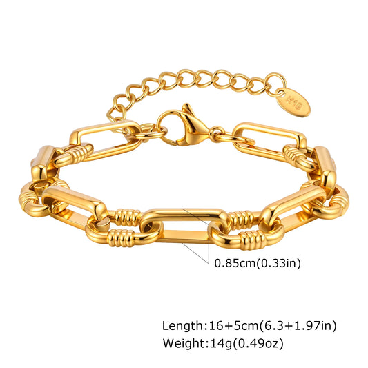 Chunky Bold Bracelets, Stainless Steel, Bracelet Gold Plated Tarnish Free.
