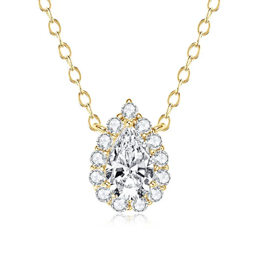 Teardrop Necklace Moissanite Pendant Necklaces 925 Silver Adjustable Certified Jewelry.