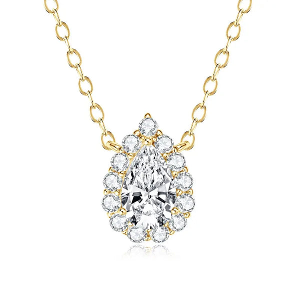 Teardrop Necklace Moissanite Pendant Necklaces 925 Silver Adjustable Certified Jewelry.