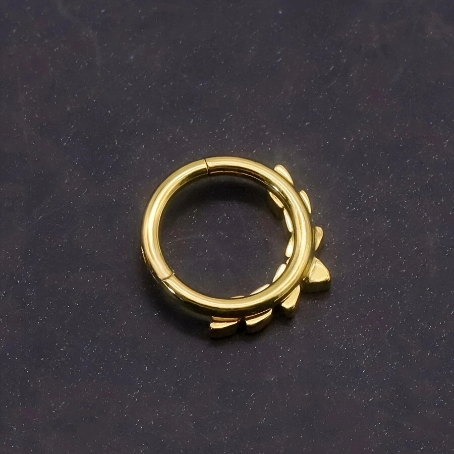 1Pc 18K Gold Plated Stainless Steel Nose Ring, Synthetic Zircon Nasal Septum Piercing Jewelry.