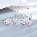 Pink Zircon Crystal Flower Pendant  Fine Jewellery Sets.