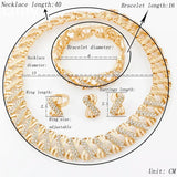 Fashion 18k Gold Plated Jewelry Set Necklace Earrings Rings Jewellery Set.