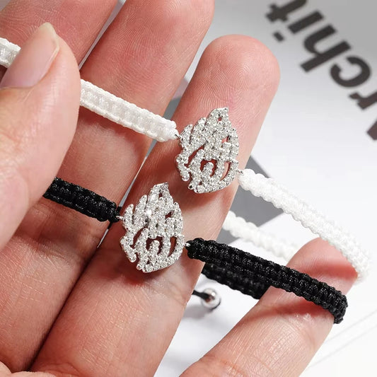 MUXIFC All Moissanite Bracelets Braided-rope Adjustable Hand Chain For Women Men 925 Silver Fashion Flame Bracelet GRA Jewelry