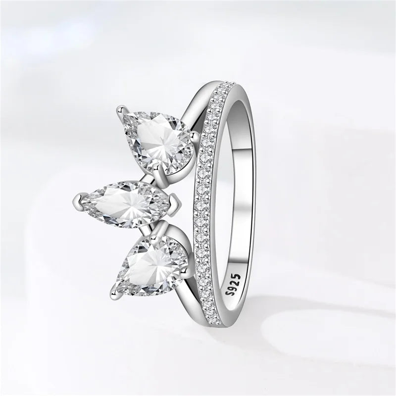 Original 925 Sterling Silver Minimalist Ring Sparkling Cubic Zirconia Ring Jewelry.