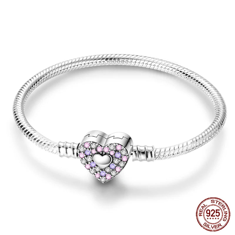 Bracelet Silver 925 Original Star Moon Sun Four Leaf Clover Green Zircon Bracelets Jewellery.