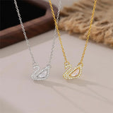 high-end swan pendant titanium steel necklace, light luxury niche design collarbone chain acc.
