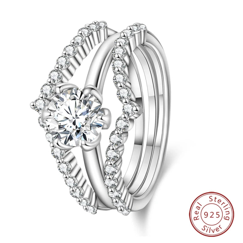 Original 925 Sterling Silver Minimalist Ring Sparkling Cubic Zirconia Ring Jewelry.