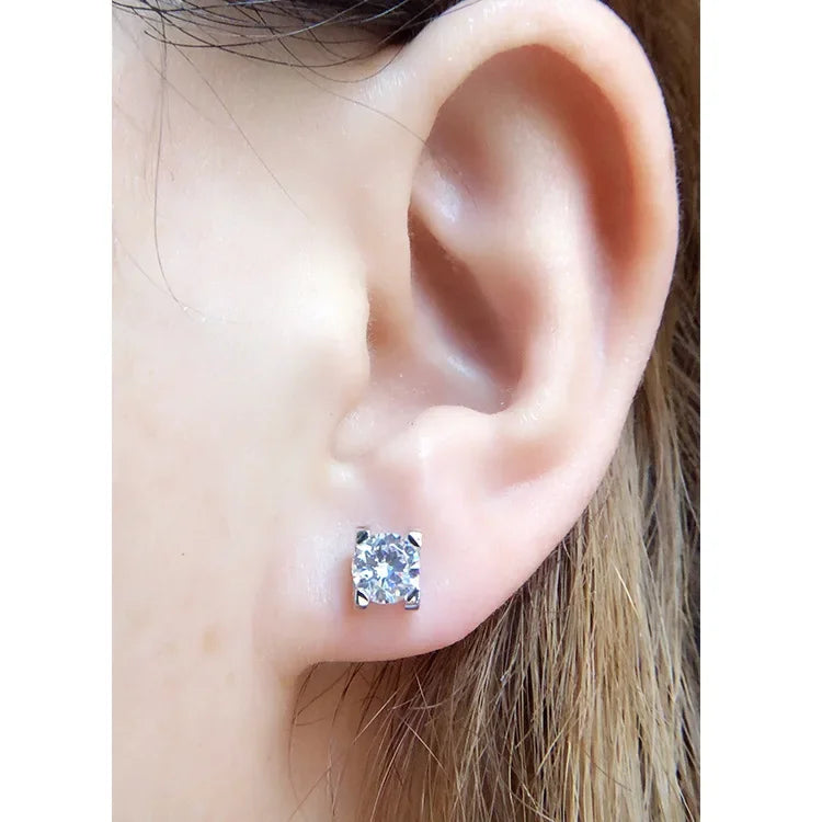 2CT/Piece Solid 18K White Gold AU585 Earrings Stud Diamond Pure Gold.