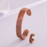 Copper Plating Retro Simple Double Ring Pattern Magnetic Energy Ring Bracelet Gift Set.