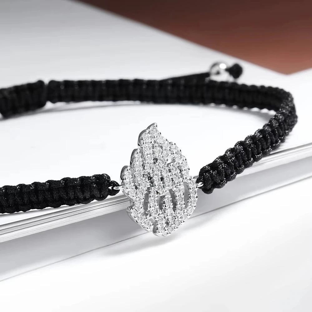 MUXIFC All Moissanite Bracelets Braided-rope Adjustable Hand Chain For Women Men 925 Silver Fashion Flame Bracelet GRA Jewelry