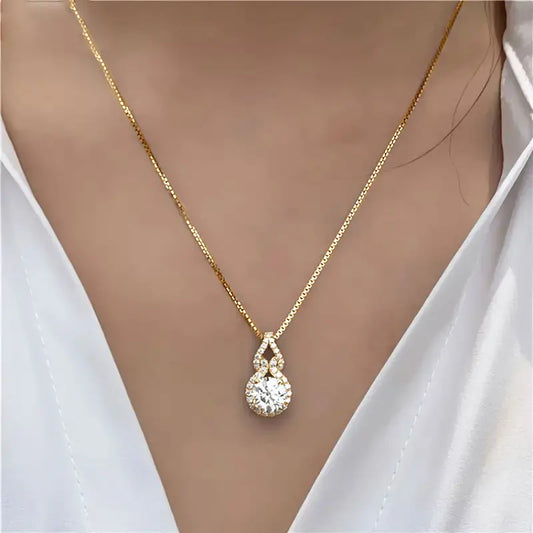 Real 925 Sterling Silver D Color Moissanite Infinity  Necklace Luxury Gourd Shape Jewelry.